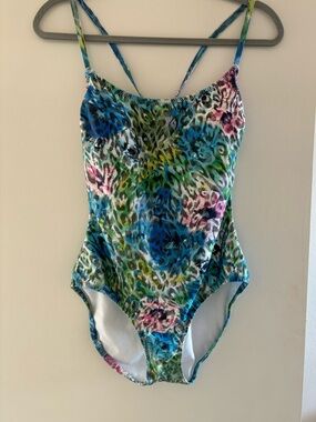 Rainbow leopard print one piece swimsuit